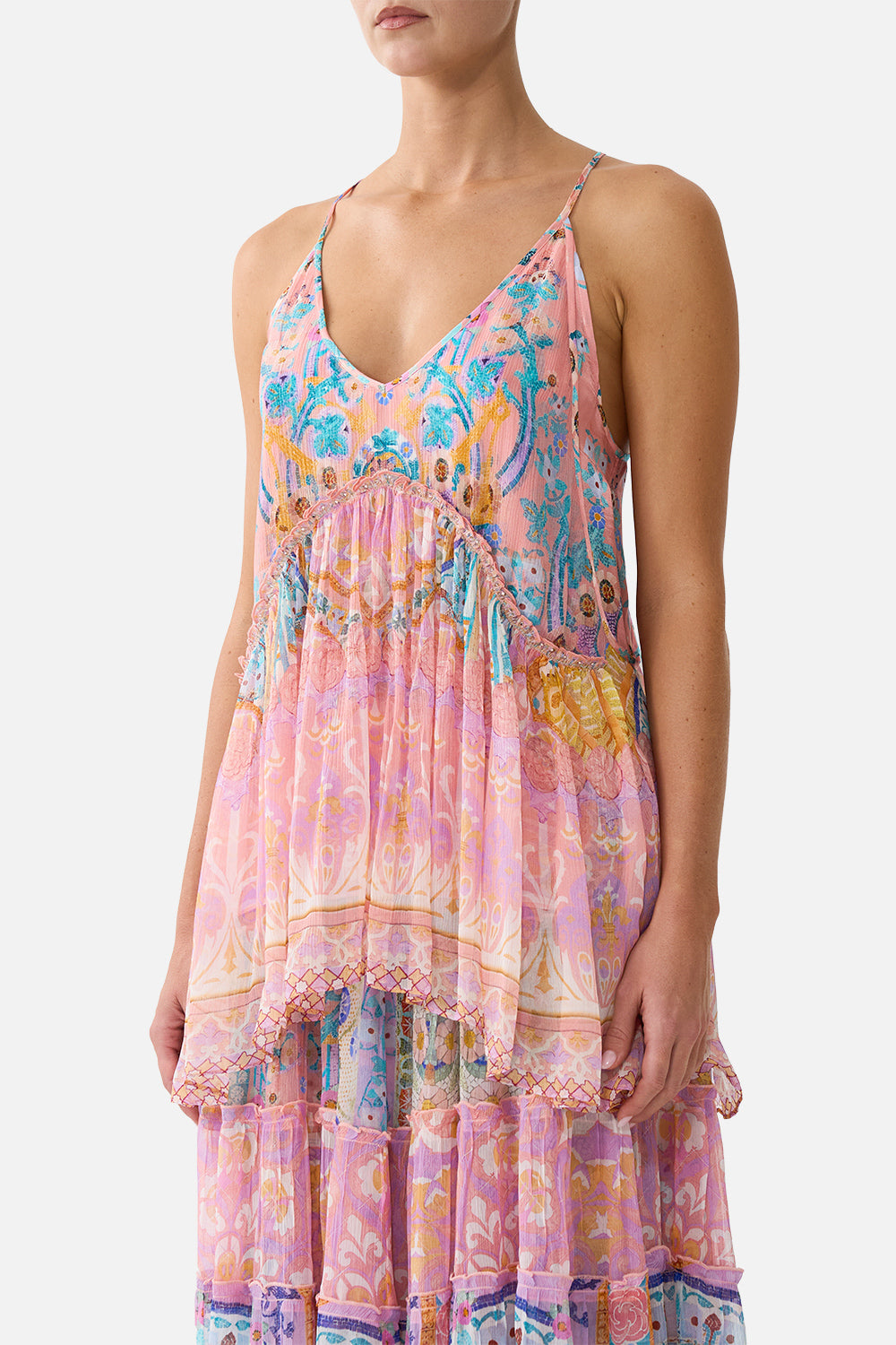 The CAMILLA RACER BACK TOP WITH OVERLAY HOWDY GAUDI
