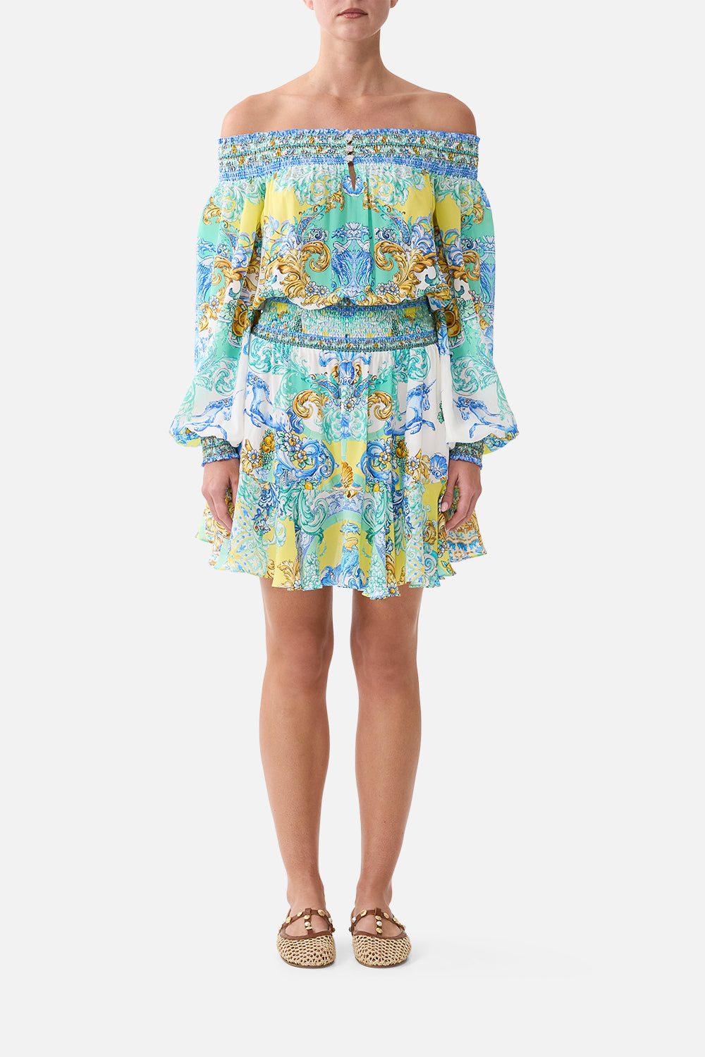 OFF SHOULDER SHORT DRESS DIAL UP THE TILES