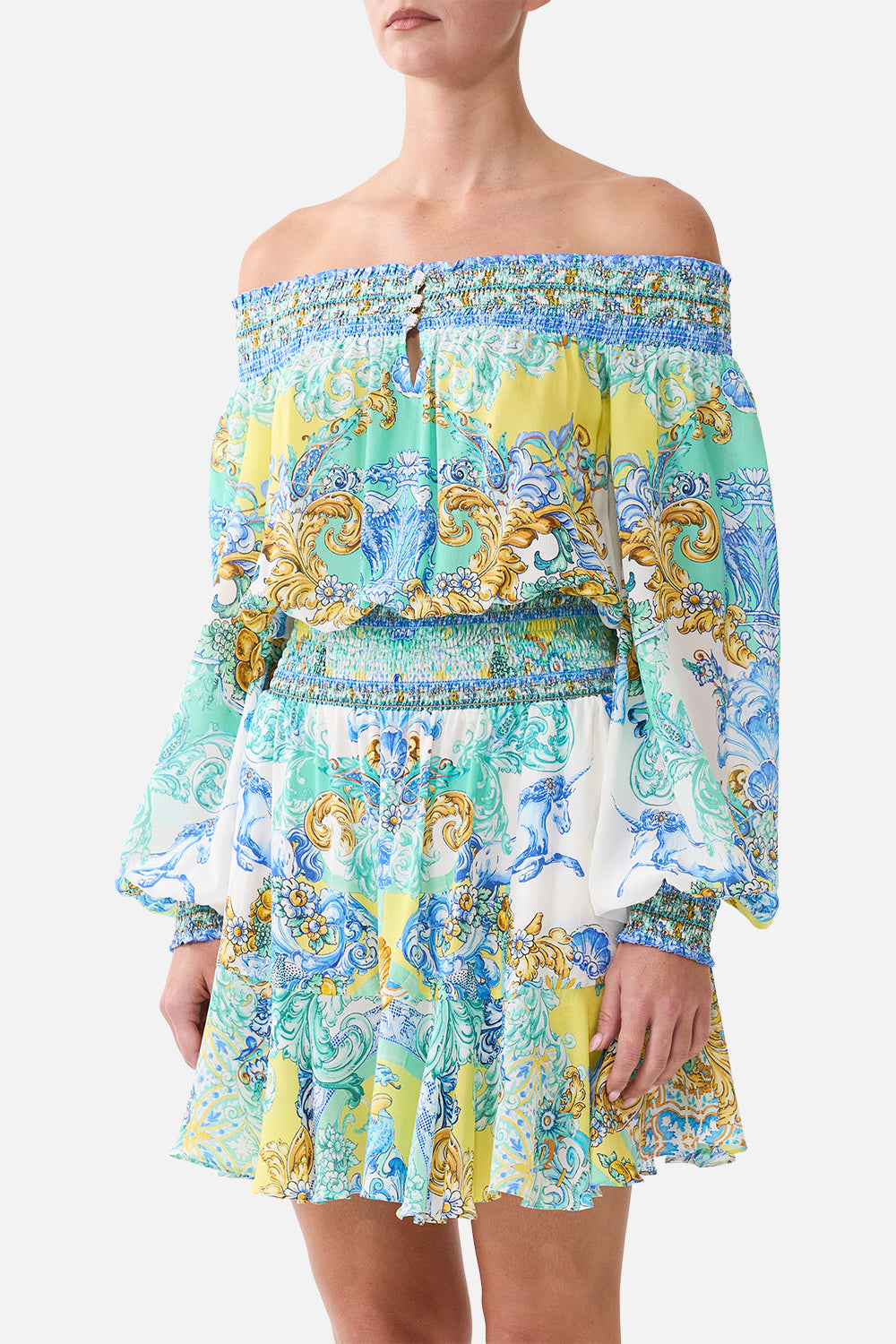 OFF SHOULDER SHORT DRESS DIAL UP THE TILES