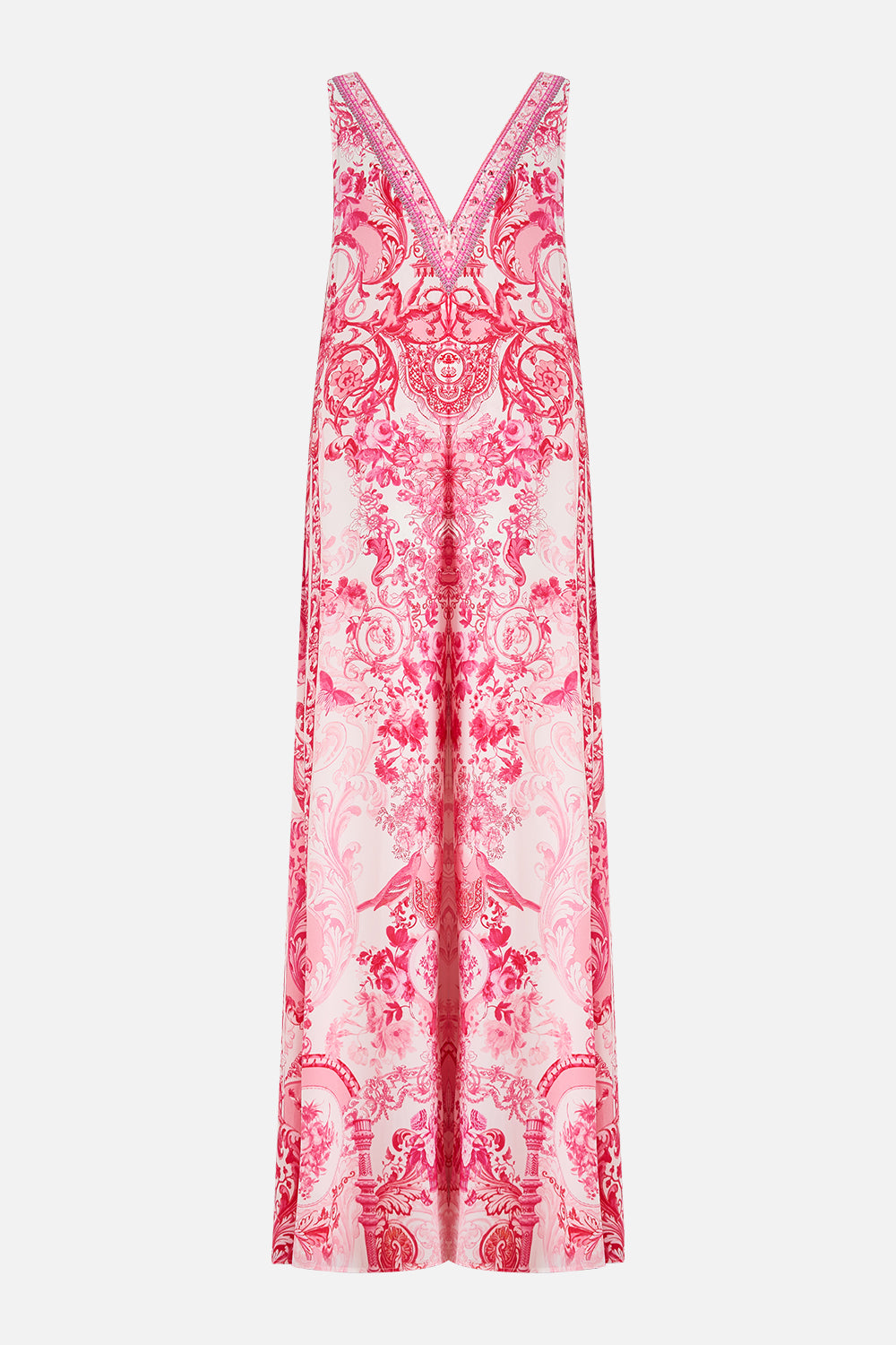V NECK FLARED JUMPSUIT LIVIN LA VIDA ROSA