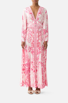 KIMONO SLEEVE DRESS WITH SHIRRING DETAIL LIVIN LA VIDA ROSA