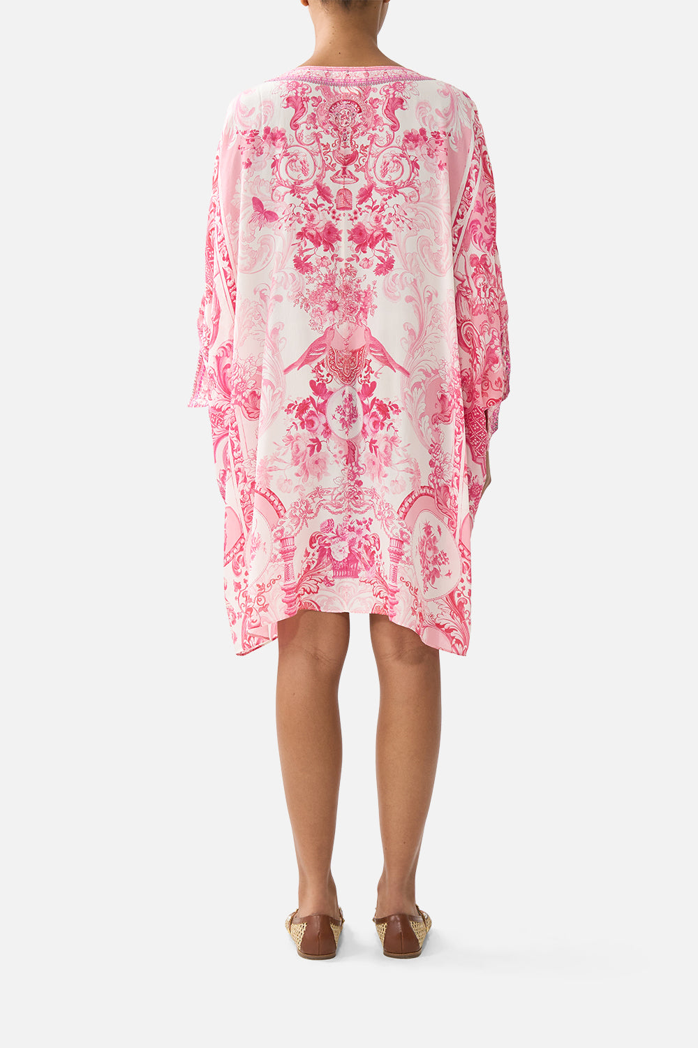 TIE SLEEVE SHORT V NECK KAFTAN LIVIN LA VIDA ROSA