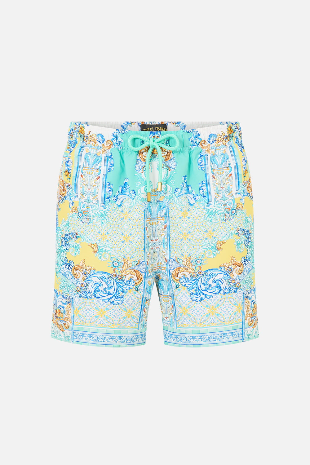 The CAMILLA MID LENGTH BOARDSHORT WITH ELASTIC WAIST DIAL UP THE TILES