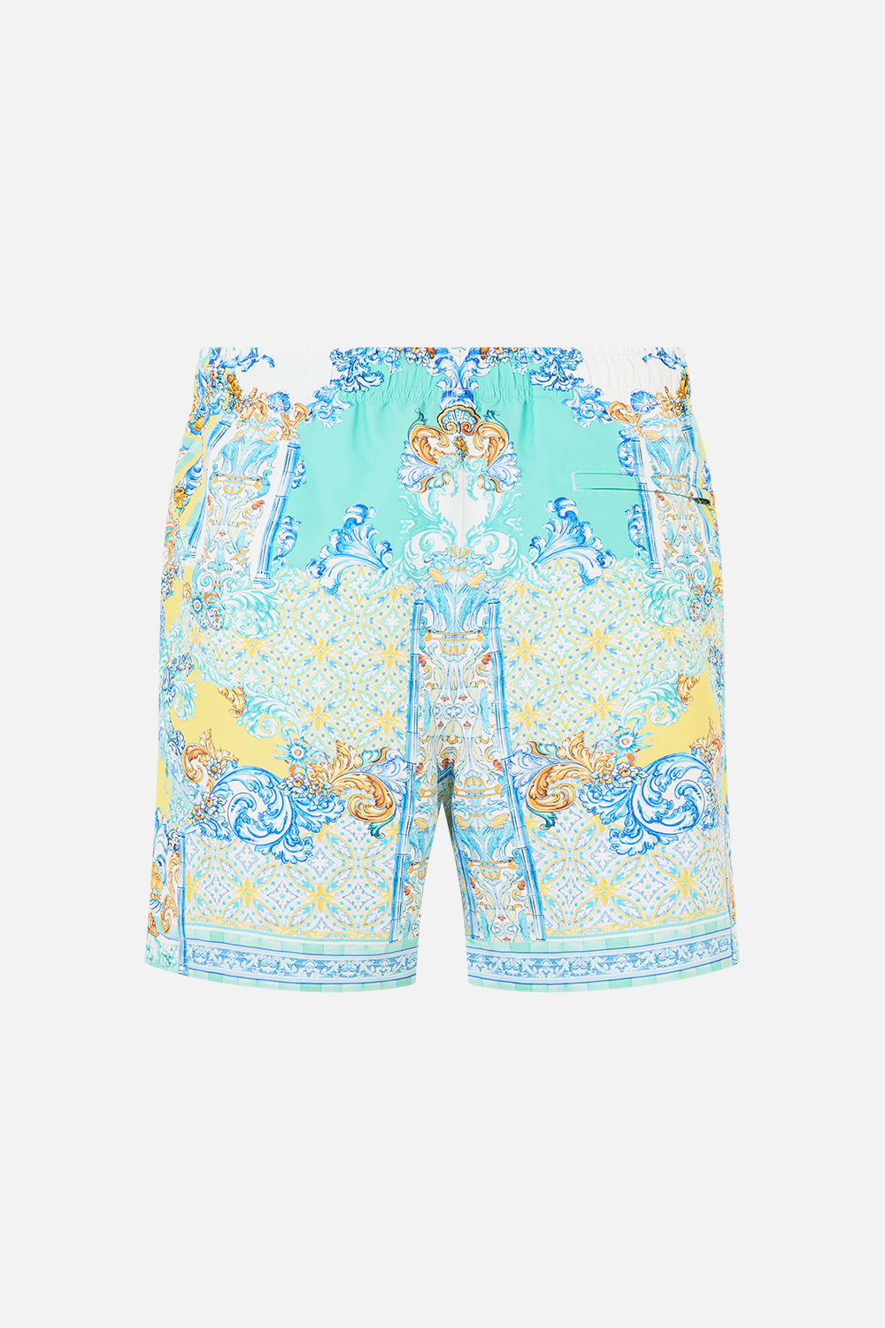 The CAMILLA MID LENGTH BOARDSHORT WITH ELASTIC WAIST DIAL UP THE TILES
