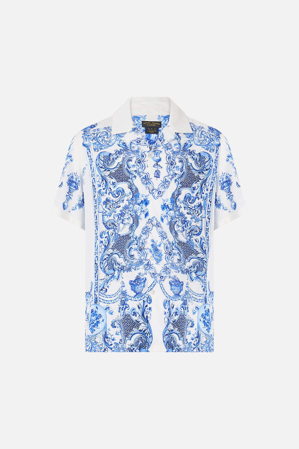 The CAMILLA SHORT SLEEVE CAMP COLLARED SHIRT CERAMIC PANORAMIC