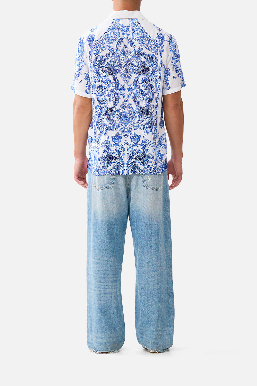 The CAMILLA SHORT SLEEVE CAMP COLLARED SHIRT CERAMIC PANORAMIC