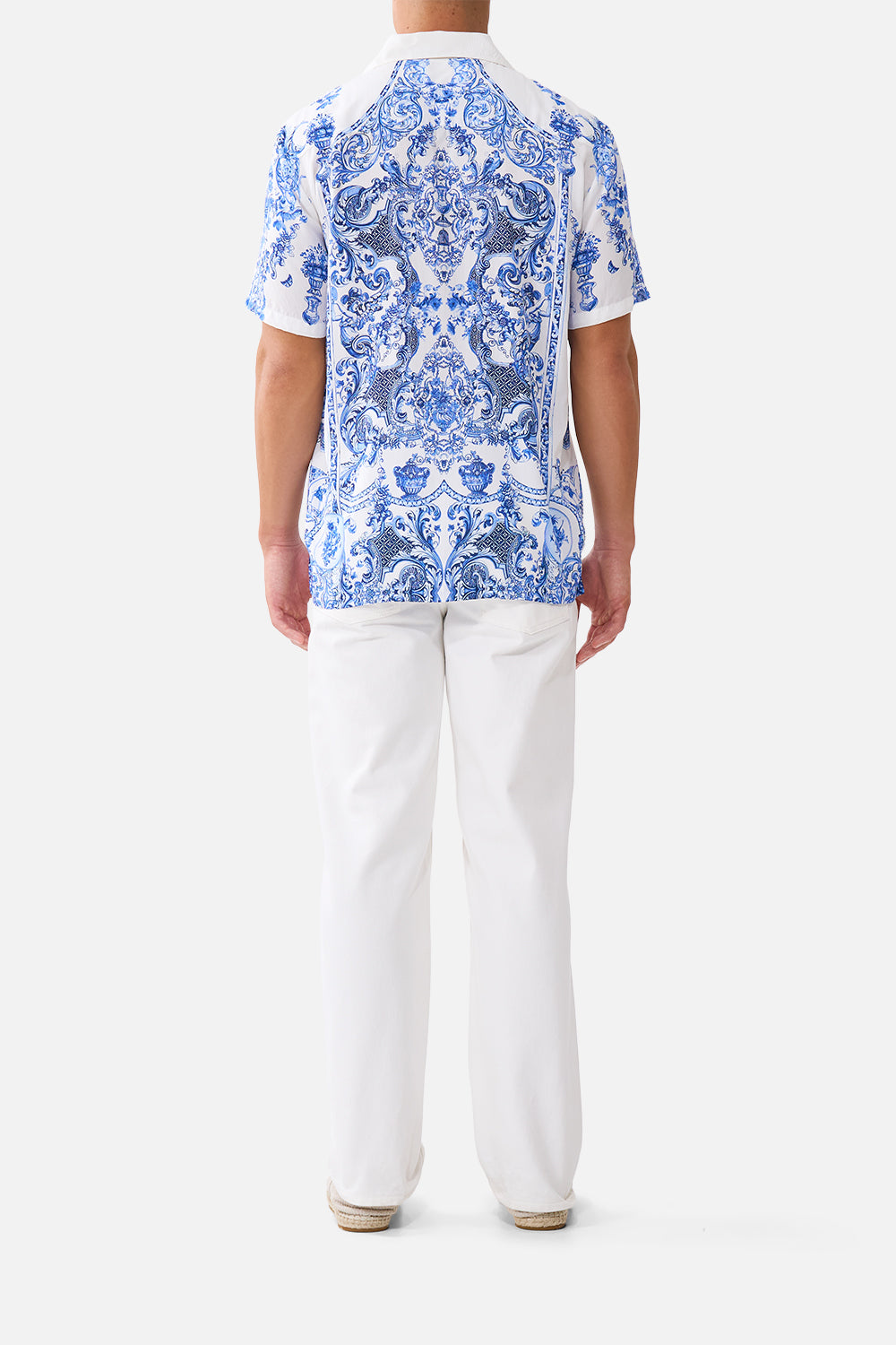 The CAMILLA SHORT SLEEVE CAMP COLLARED SHIRT CERAMIC PANORAMIC