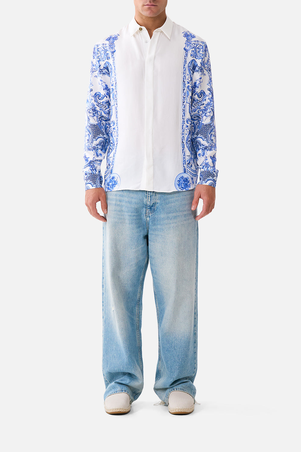 LONG SLEEVE HIDDEN PLACKET SHIRT CERAMIC PANORAMIC