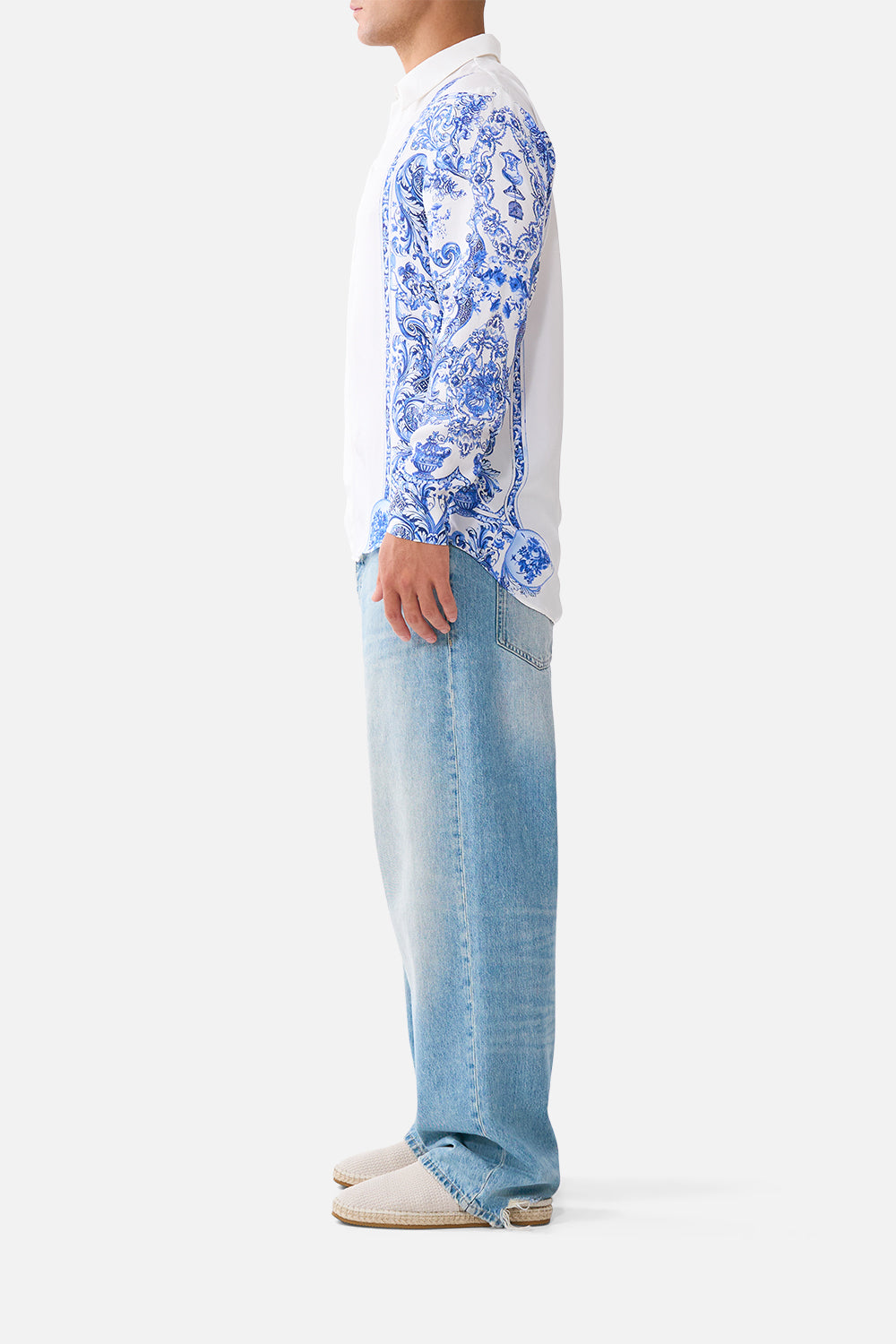 LONG SLEEVE HIDDEN PLACKET SHIRT CERAMIC PANORAMIC