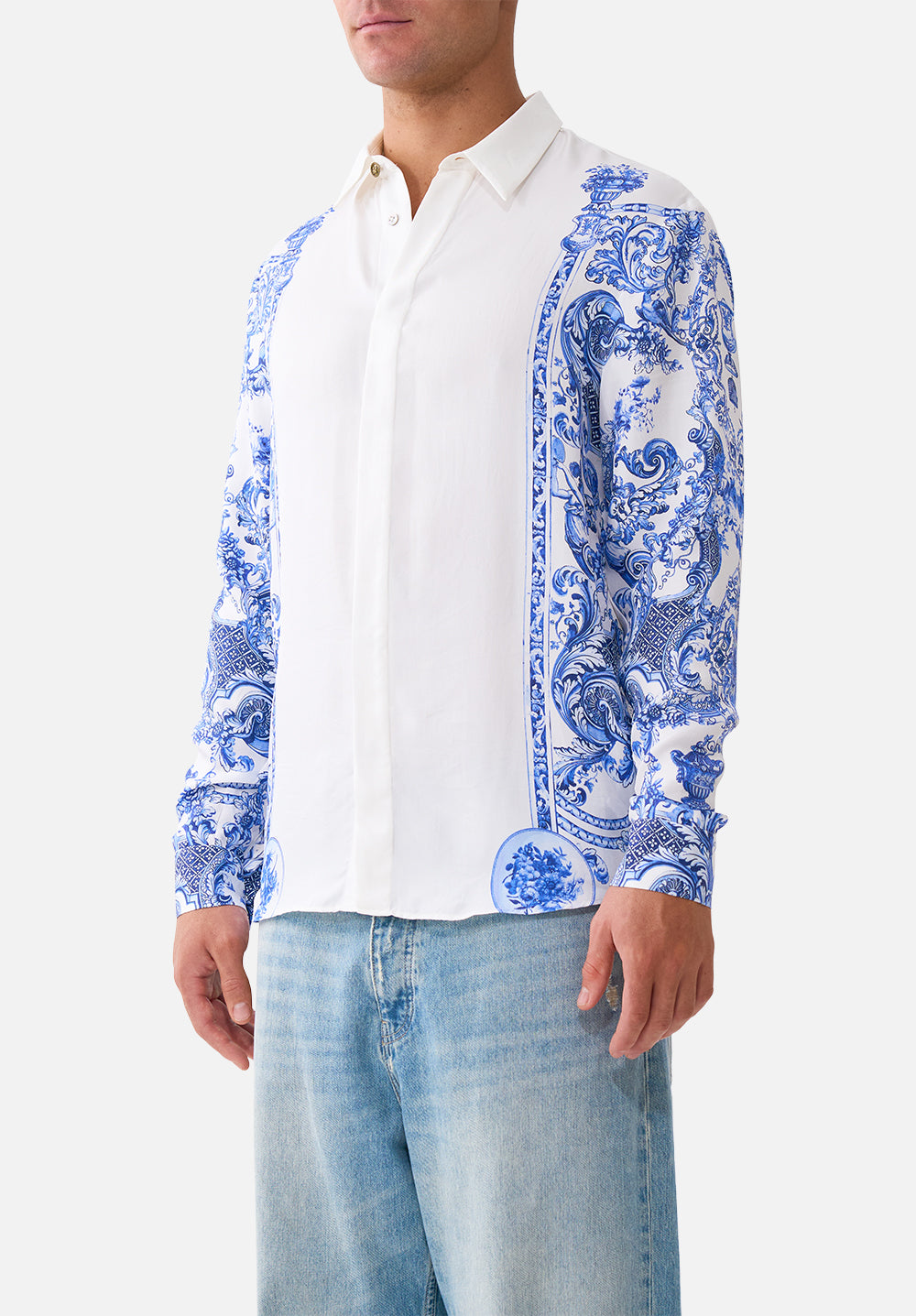 LONG SLEEVE HIDDEN PLACKET SHIRT CERAMIC PANORAMIC