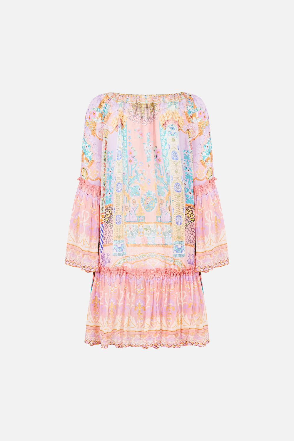 SHORT DROPPED WAIST DRESS WITH BELL SLEEVE HOWDY GAUDI