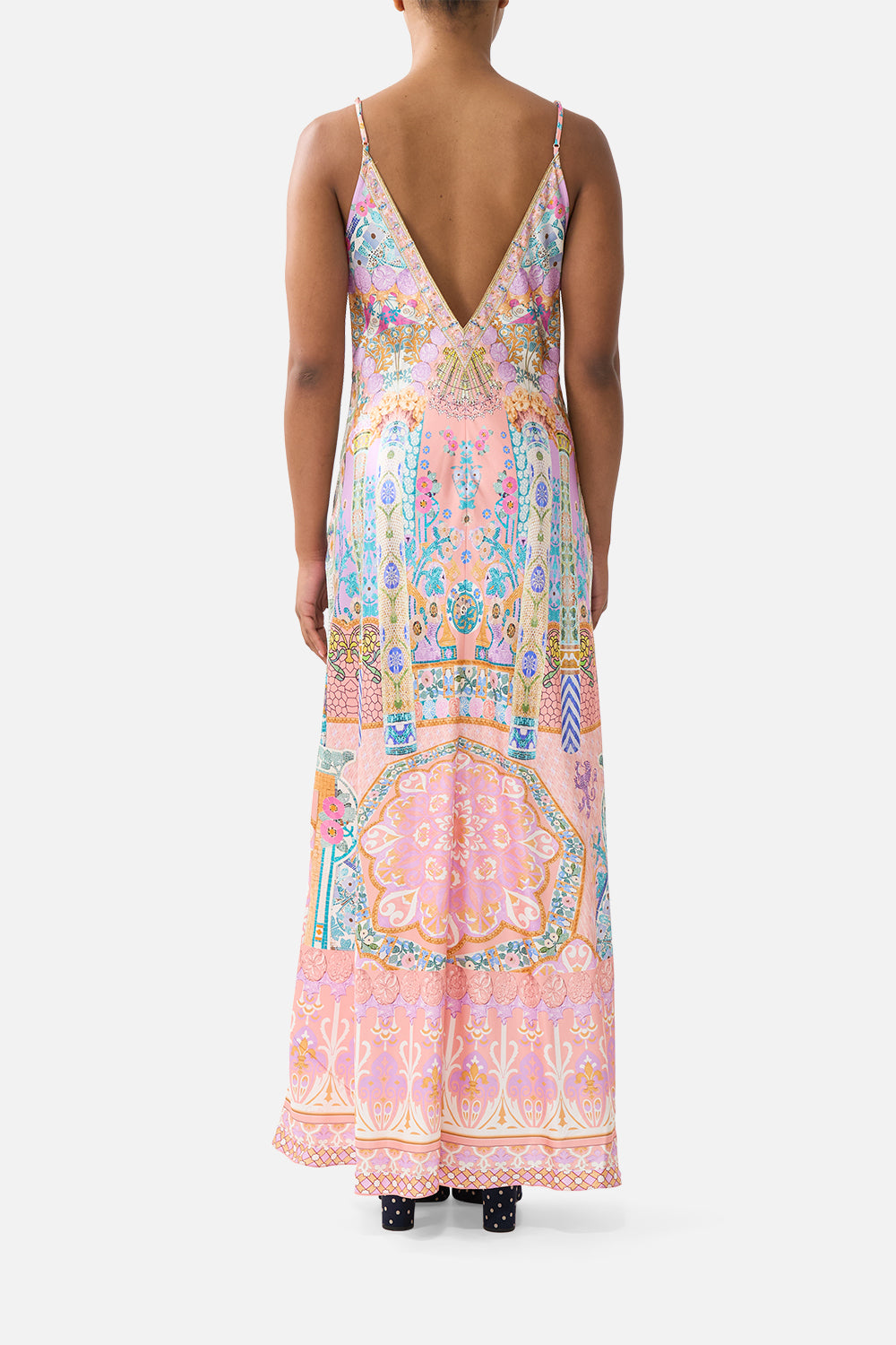 V NECK FULL LENGTH BIAS SLIP DRESS HOWDY GAUDI