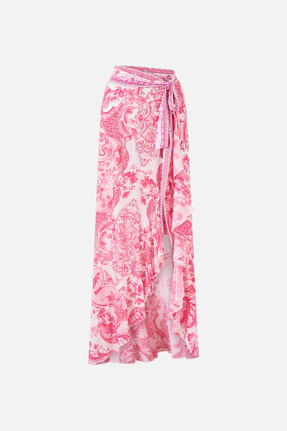 LONG SARONG WITH TIE WAIST AND FRILL EDGE LIVIN LA VIDA ROSA