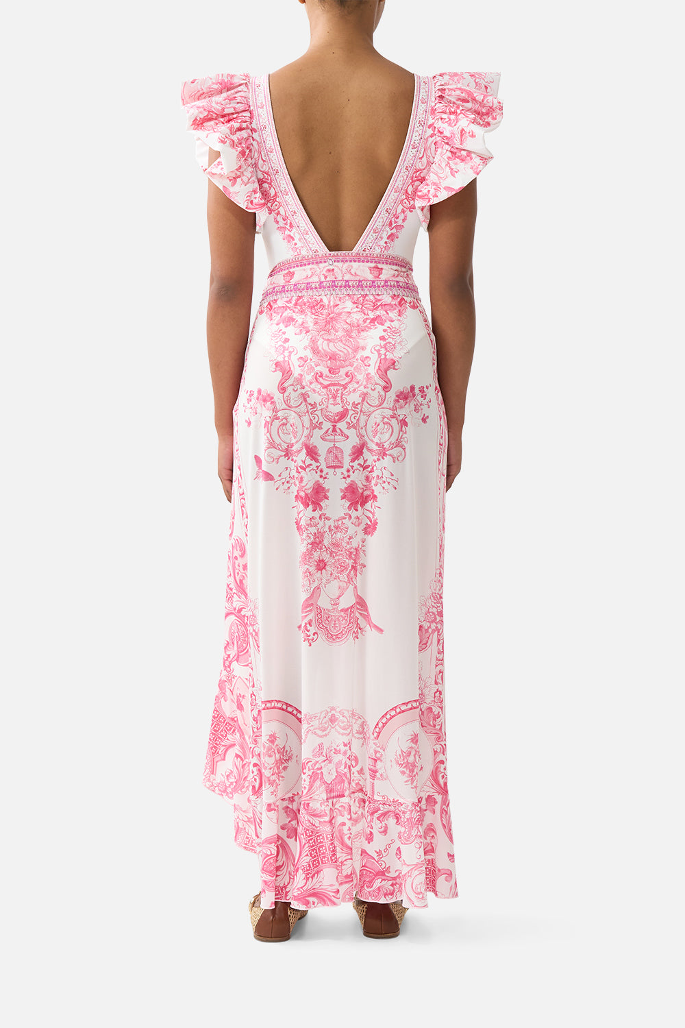 LONG SARONG WITH TIE WAIST AND FRILL EDGE LIVIN LA VIDA ROSA