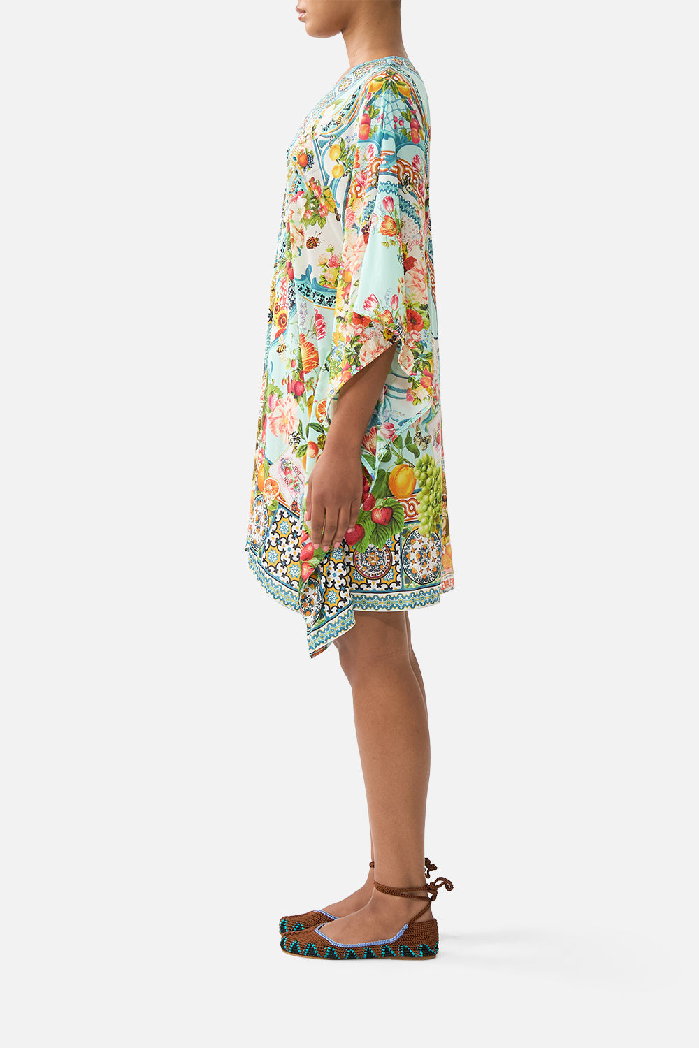 SHORT V NECK KAFTAN W RING FRONT TRIM MAGIC OF THE MERCADO