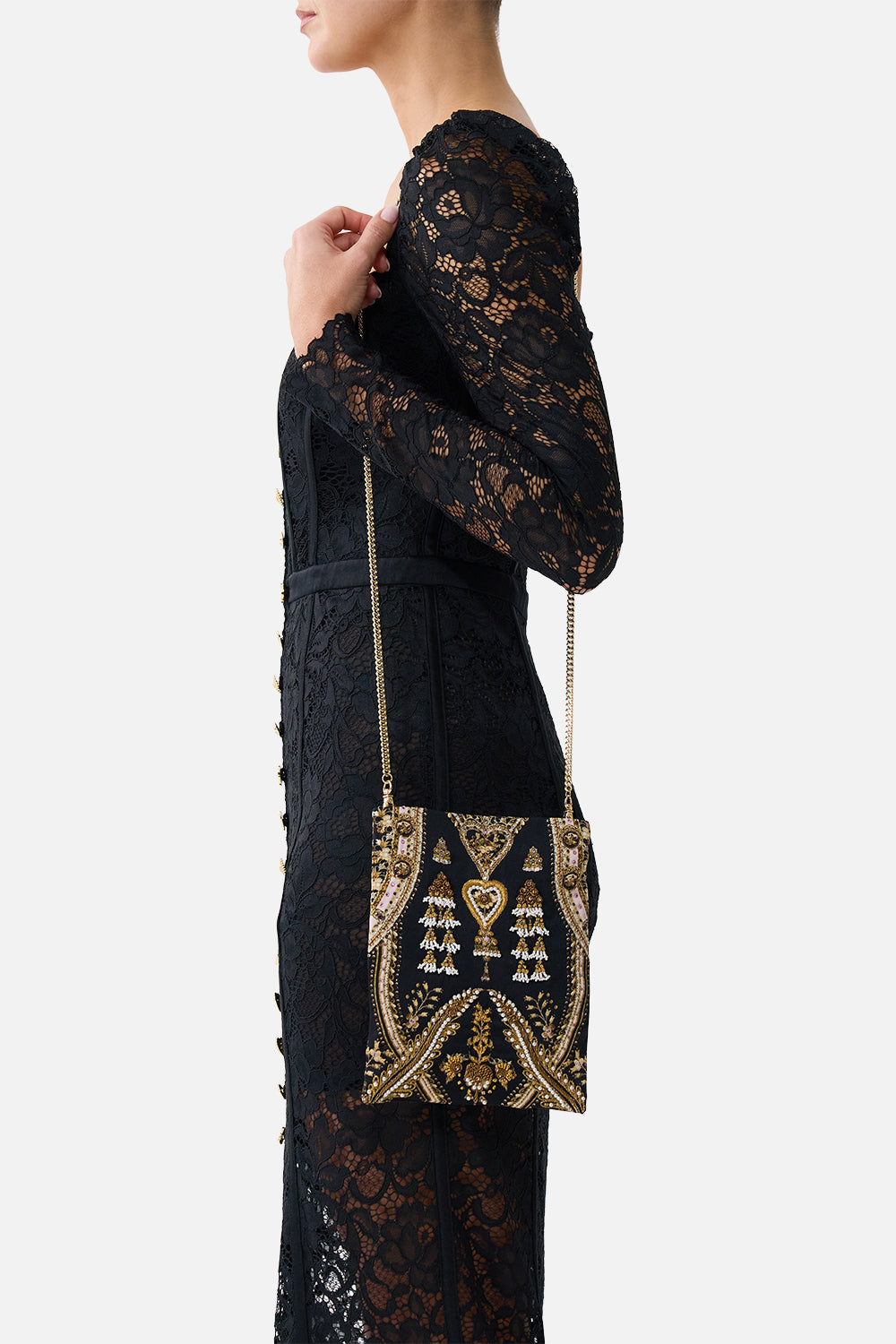 EMBELLISHED MINI TOTE WITH CHAIN STRAP TAURUS RISING