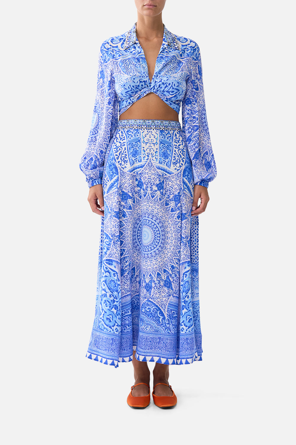 The CAMILLA CROPPED WRAP SHIRT THE BOSPHOROUSTHE BOSPHOROUS