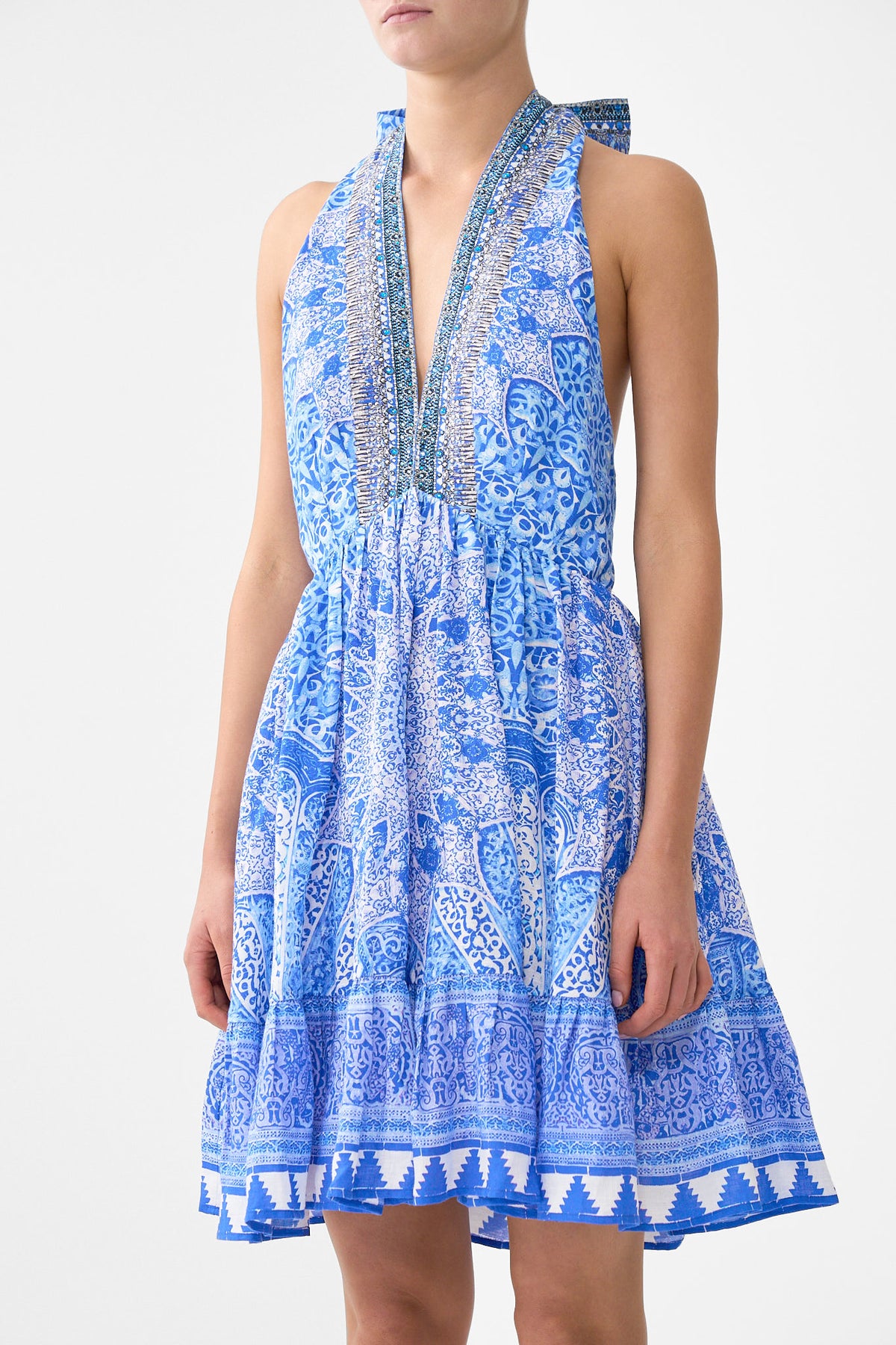 RUFFLE HEM HALTER SHORT DRESS THE BOSPHOROUS