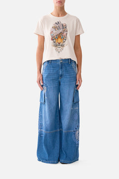 WIDE LEG CARGO JEAN DENIM