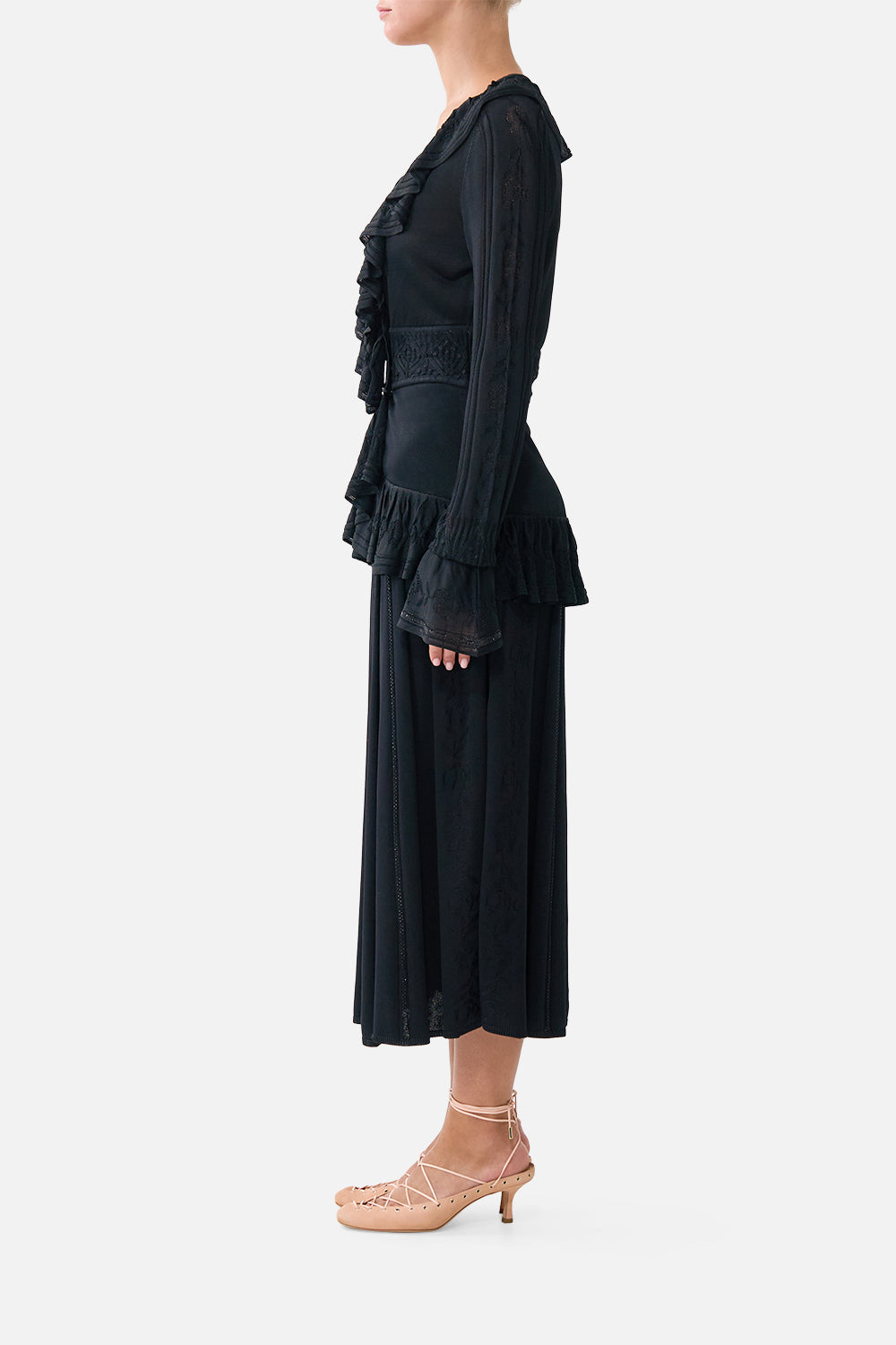 FRILL V NECK KNIT TOP FLAMENCO FOLKLORE