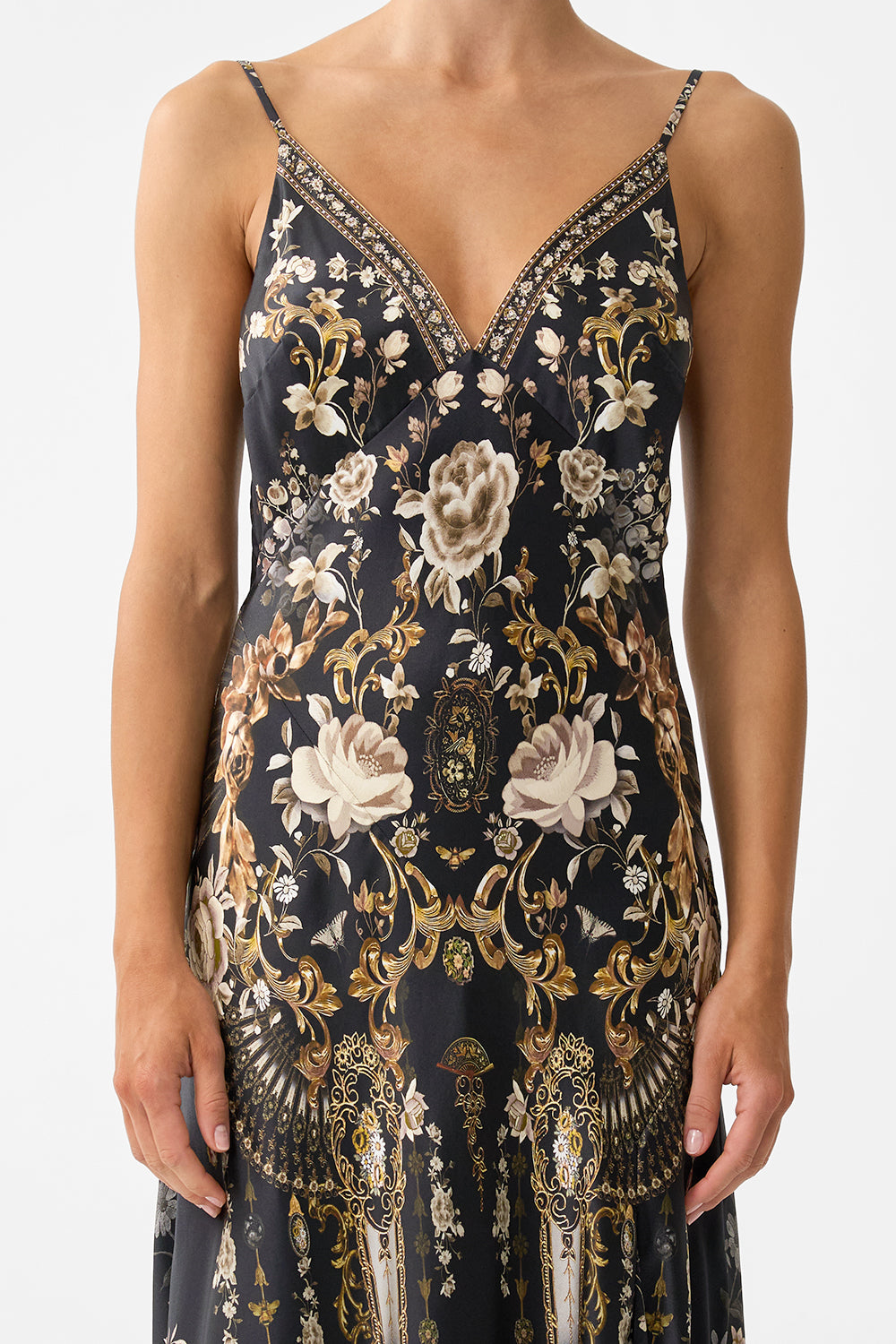 The CAMILLA BIAS SLIP DRESS WITH FRILL HEM FLAMENCO FOLKLORE