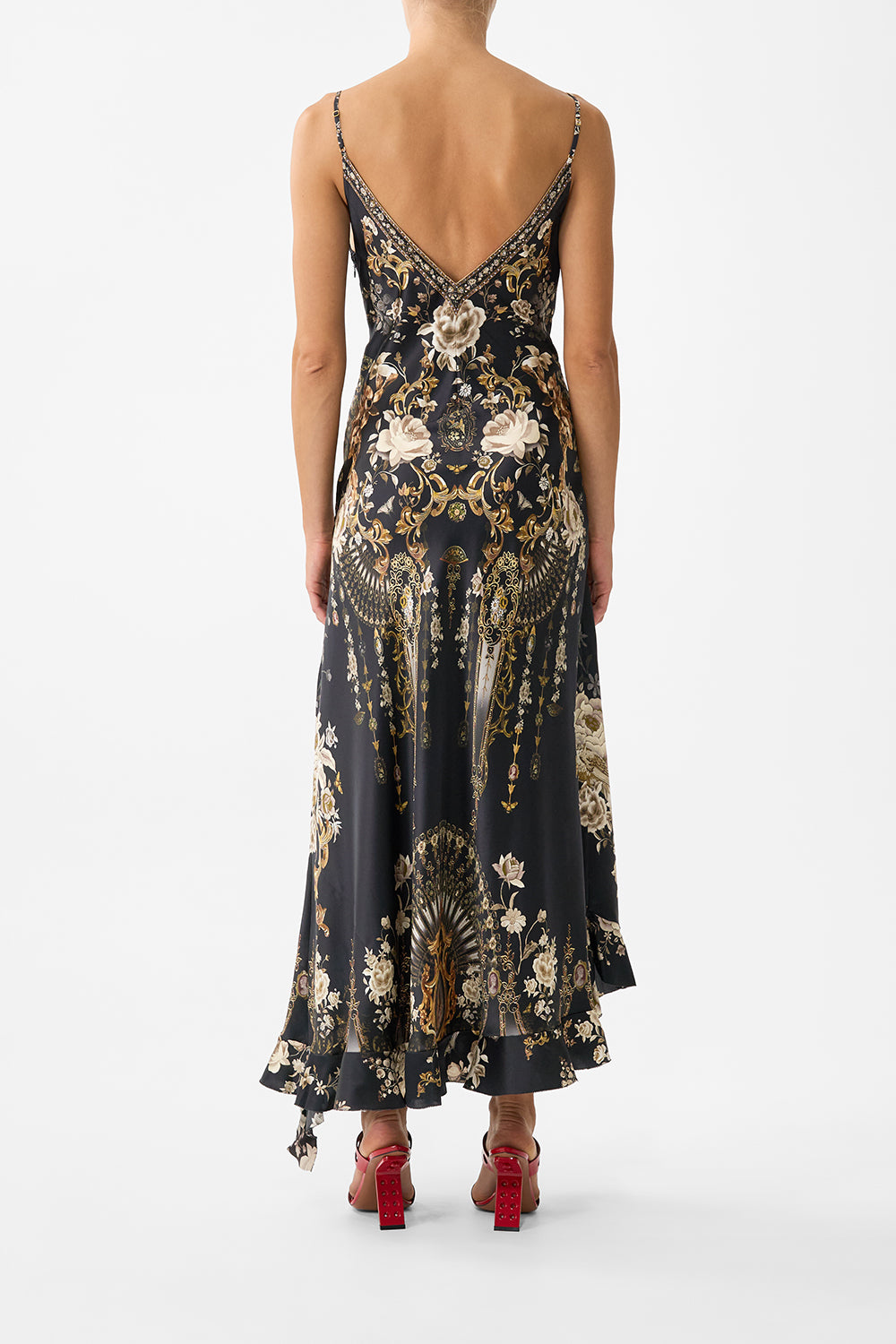 The CAMILLA BIAS SLIP DRESS WITH FRILL HEM FLAMENCO FOLKLORE