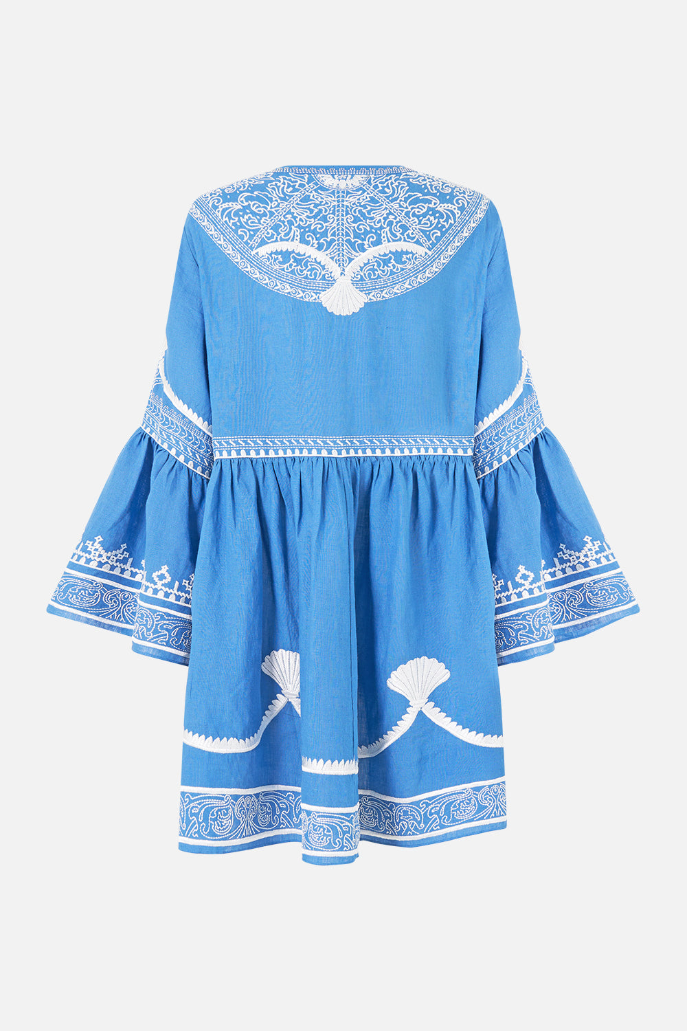 BUTTON THROUGH MINI DRESS WITH FLARED SLEEVE DE NADA GRANADA