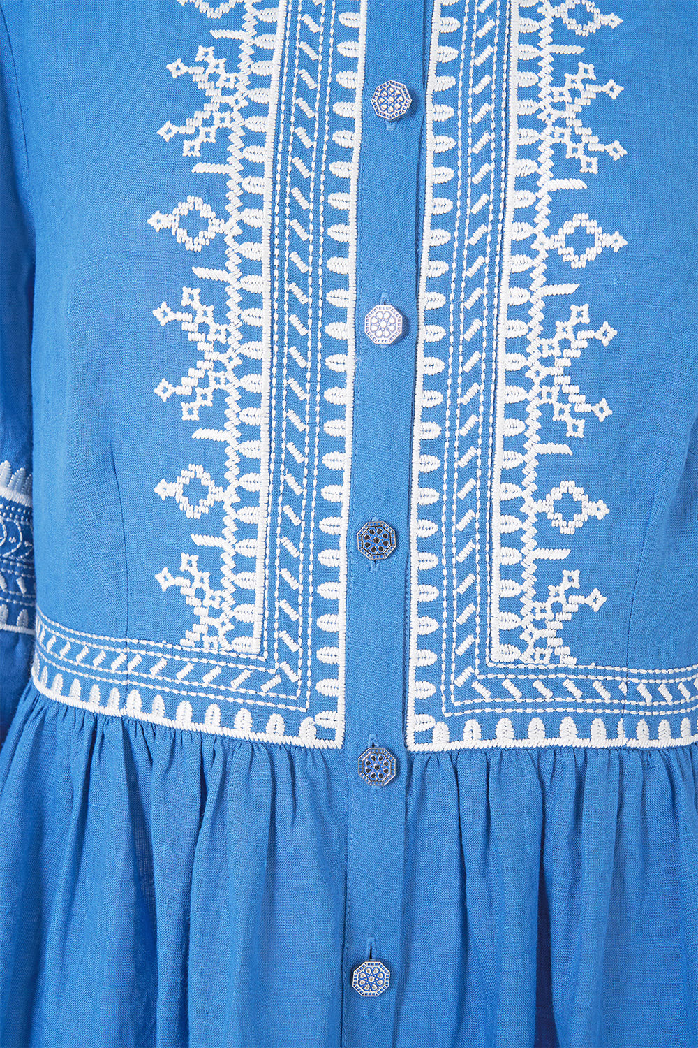 BUTTON THROUGH MINI DRESS WITH FLARED SLEEVE DE NADA GRANADA