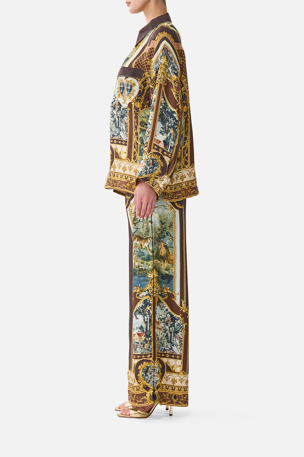 RELAXED COLLARED SHIRT WITH POCKET ANIMALS IN THE PALACE