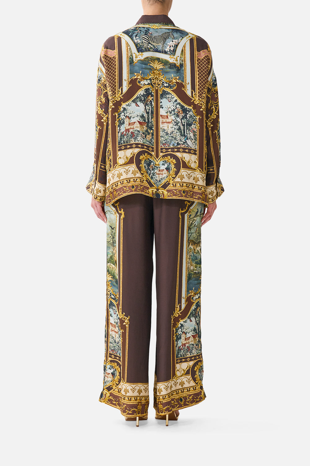 RELAXED COLLARED SHIRT WITH POCKET ANIMALS IN THE PALACE