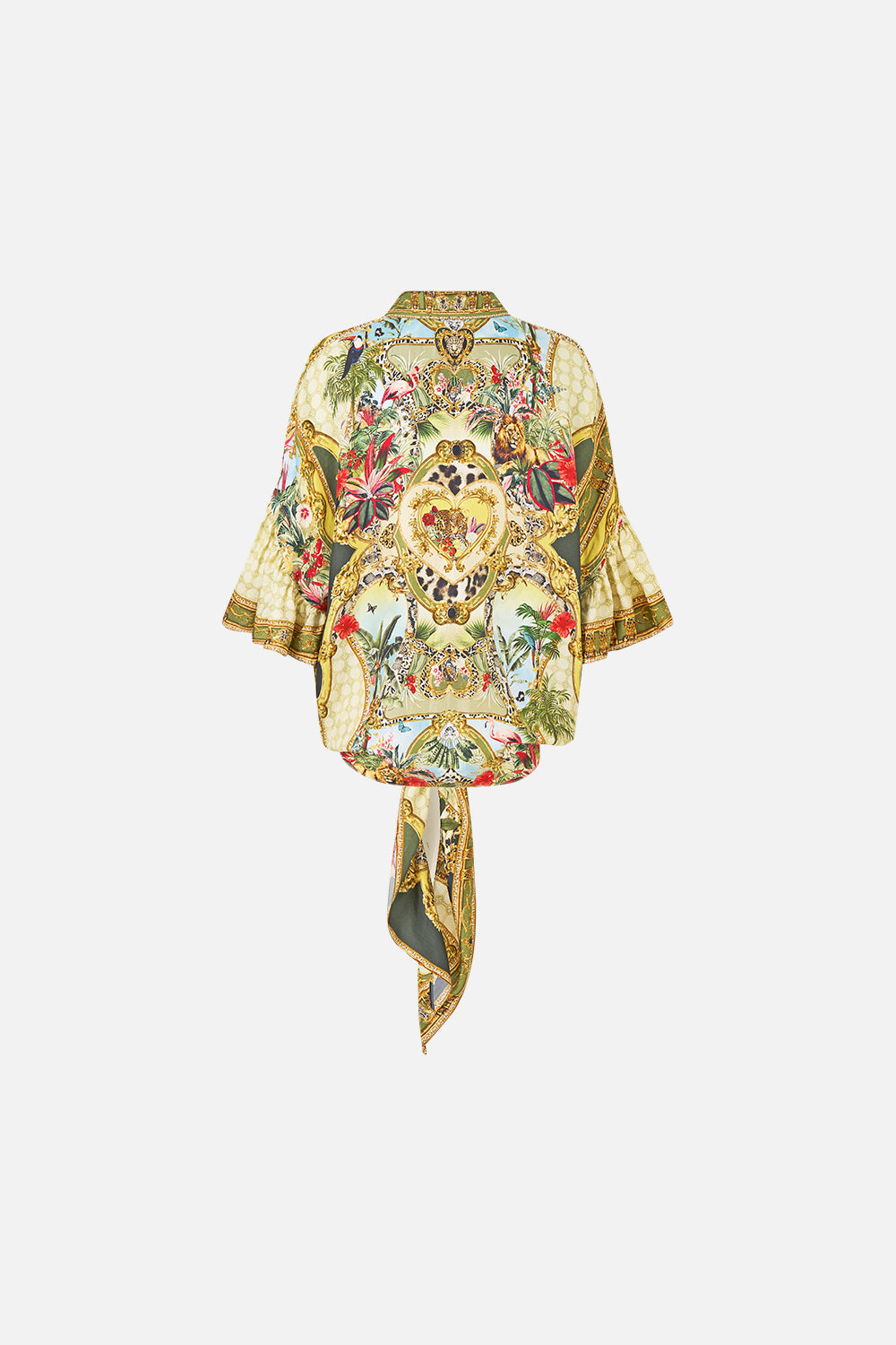 The CAMILLA TIE FRONT SHIRT WITH SLEEVE FRILL WANDERLUST EMPIRE
