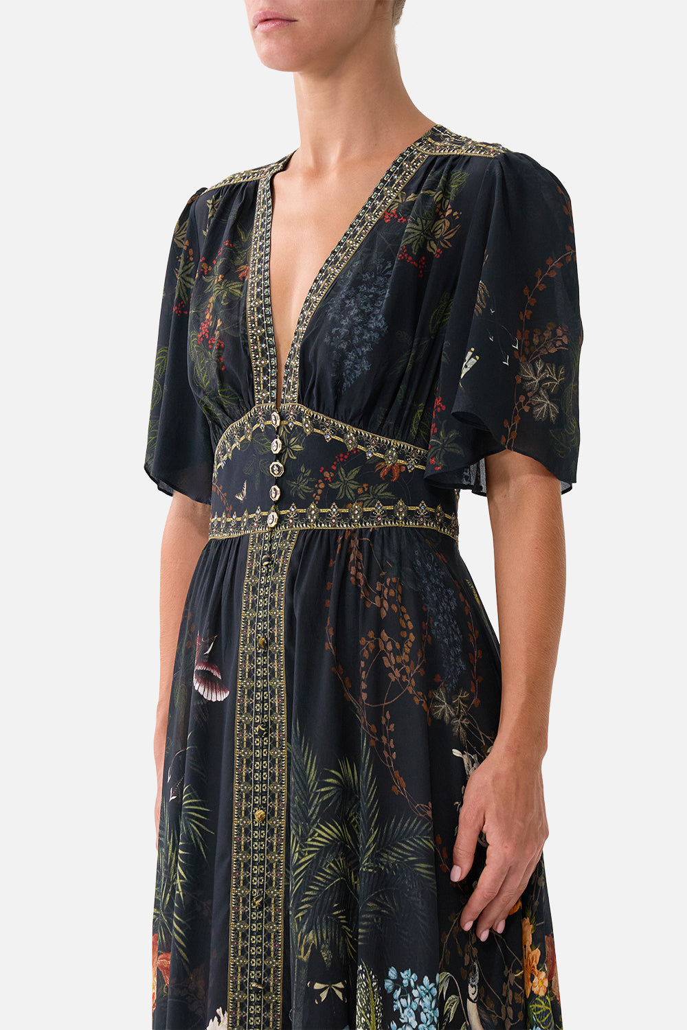 The CAMILLA SHAPED WAISTBAND DRESS WITH FLUTTER SLEEVES PALACE ZOOLOGY