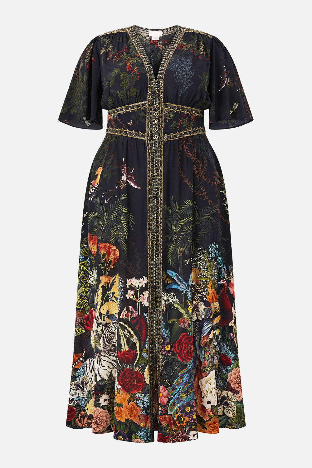 The CAMILLA SHAPED WAISTBAND DRESS WITH FLUTTER SLEEVES PALACE ZOOLOGY