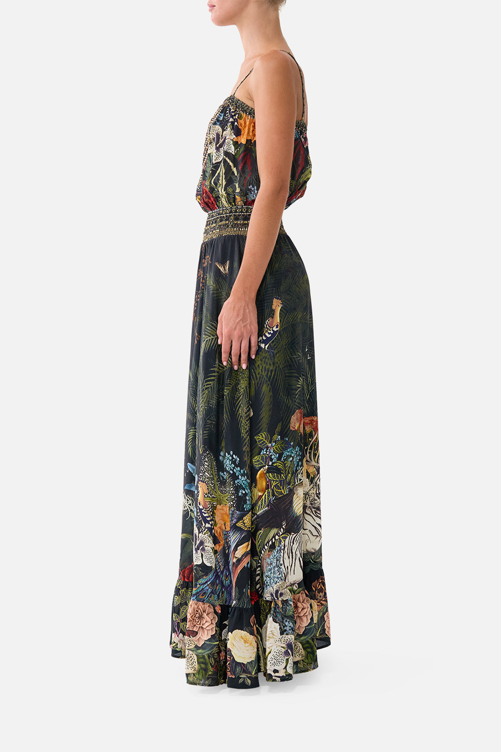 The CAMILLA SHIRRED WAIST LONG DRESS PALACE ZOOLOGY