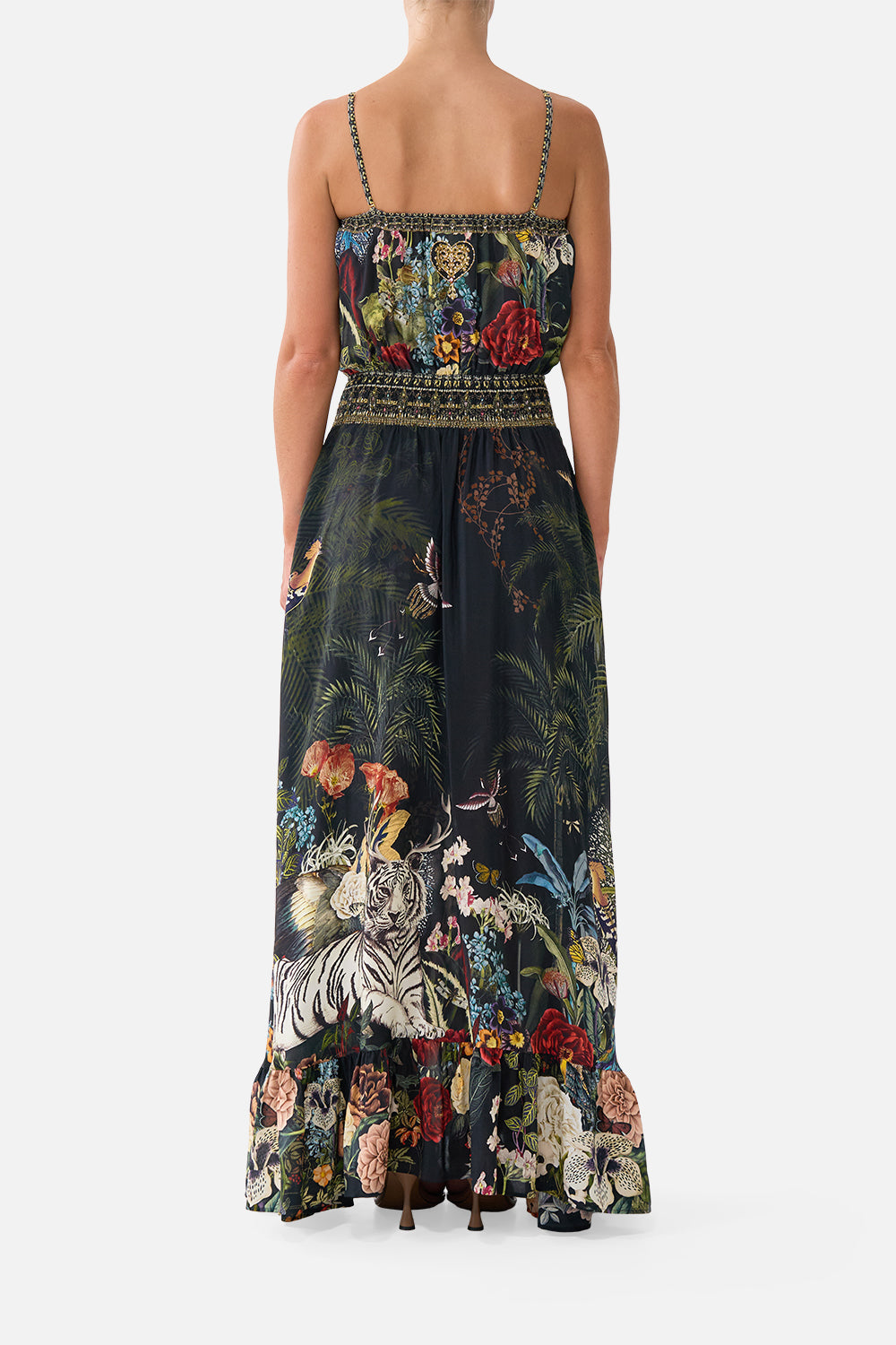 The CAMILLA SHIRRED WAIST LONG DRESS PALACE ZOOLOGY