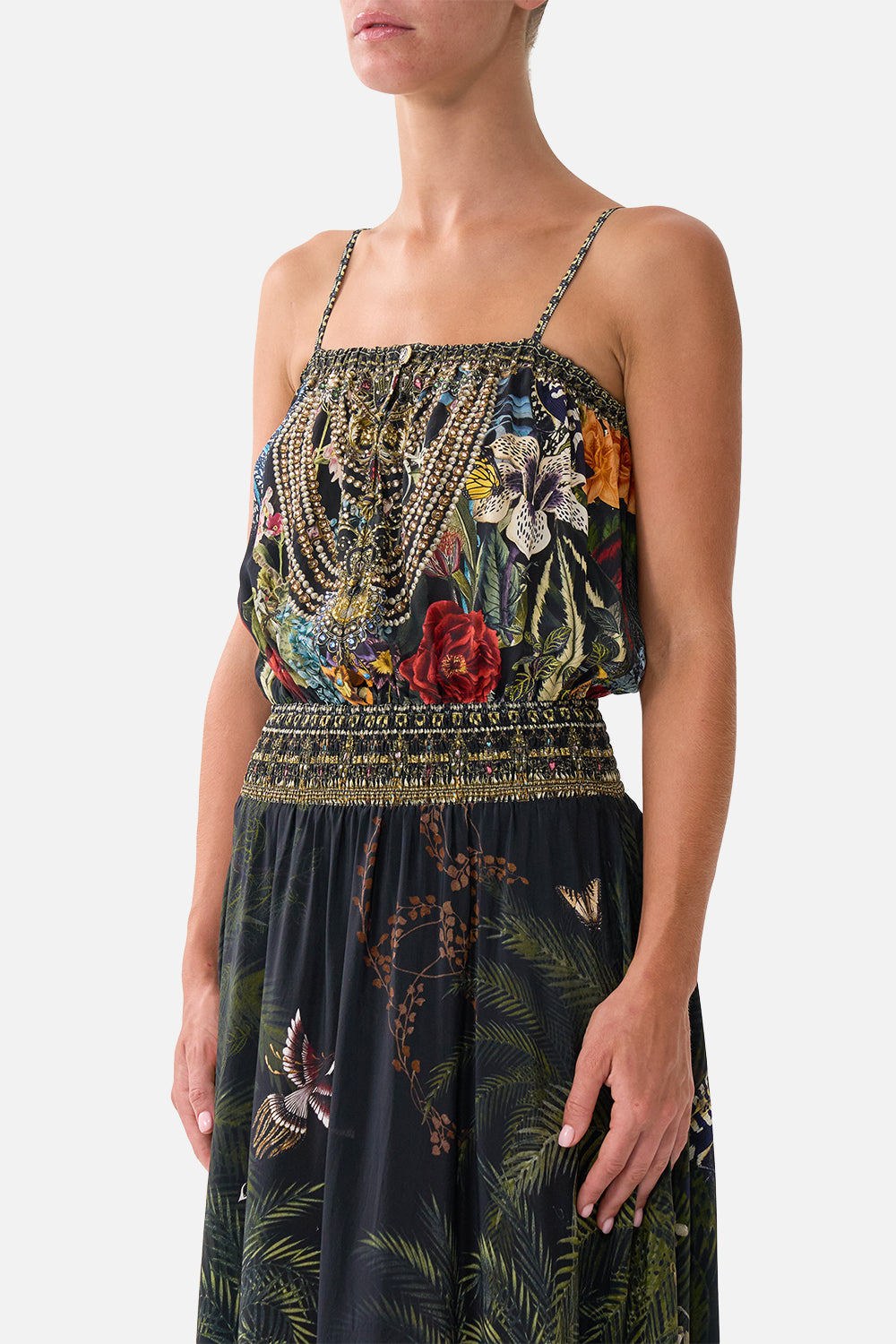 The CAMILLA SHIRRED WAIST LONG DRESS PALACE ZOOLOGY