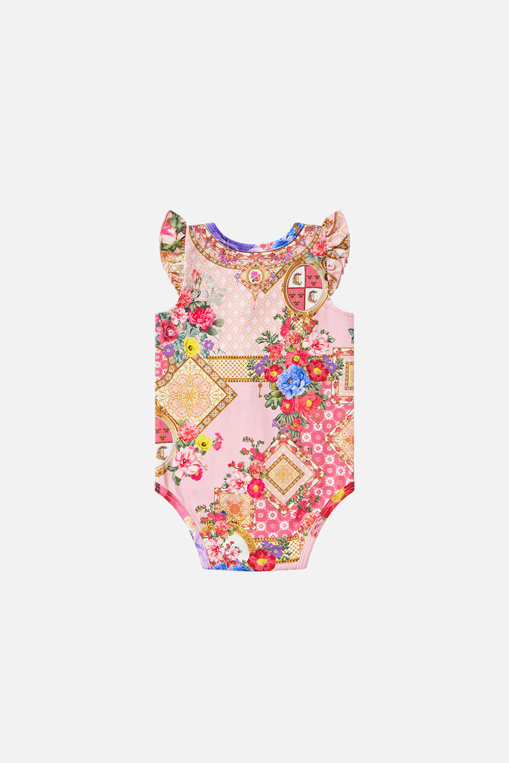 The CAMILLA BABIES BODYSUIT W FRILL SHOULDER SHE’S NO WALLFLOWER