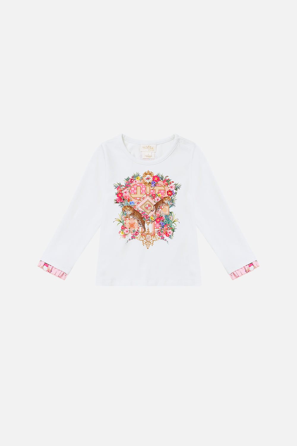 The CAMILLA BABIES LONG SLEEVE TEE W FRILL CUFF SHE’S NO WALLFLOWERSHE’S NO WALLFLOWER