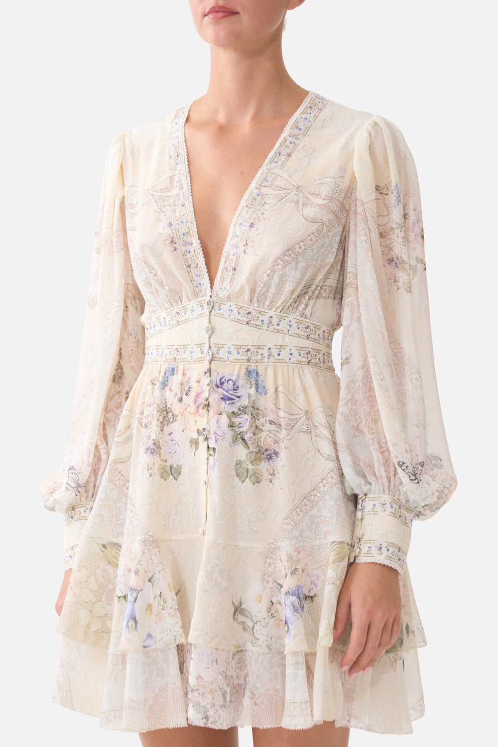 The CAMILLA BUTTON FRONT FRILL DRESS LACED WITH LOVE