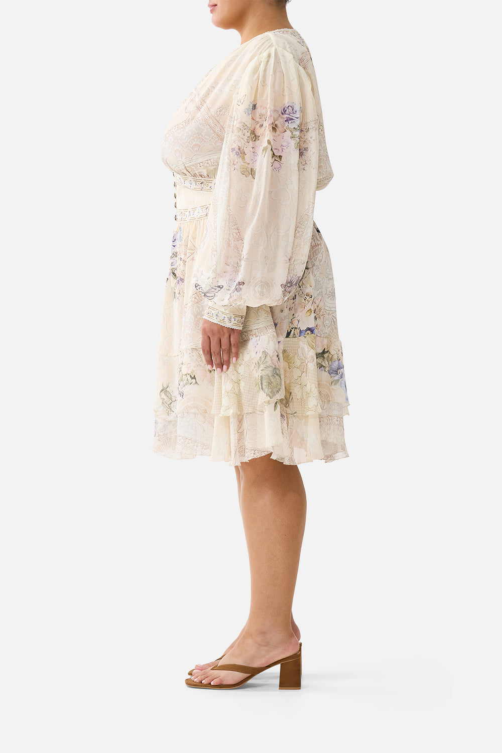 The CAMILLA BUTTON FRONT FRILL DRESS LACED WITH LOVE