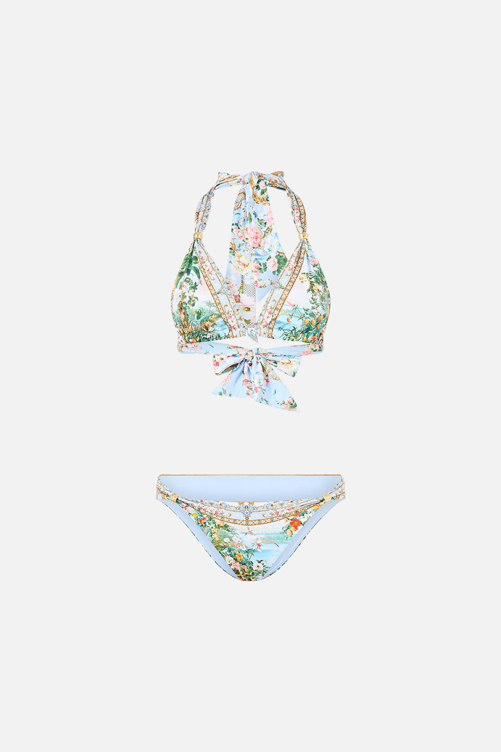 The CAMILLA SOFT THICK TIE TRI BIKINI SET WITH TRIMS SISI SOCIETY