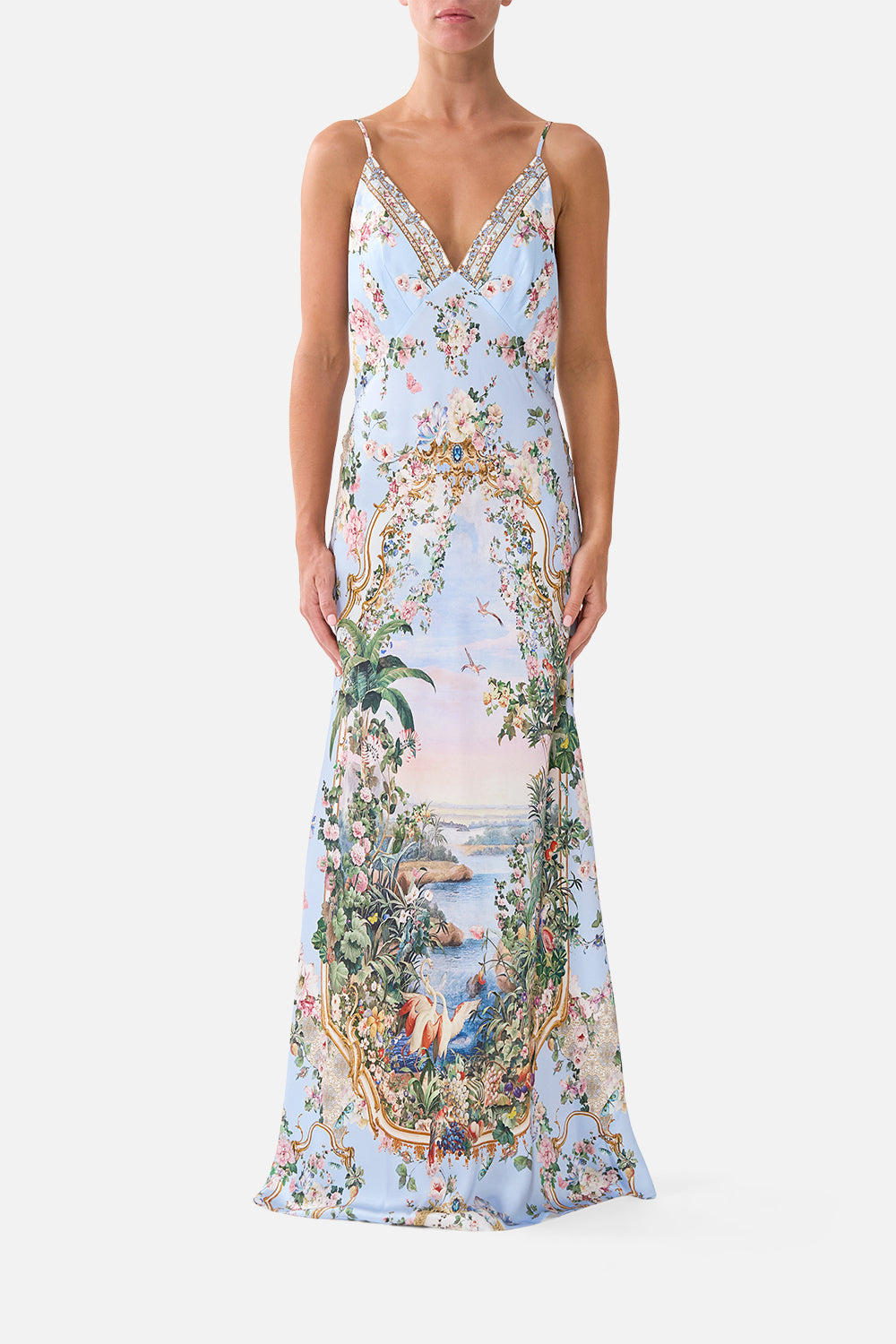 V NECK FULL LENGTH BIAS SLIP DRESS SISI SOCIETY