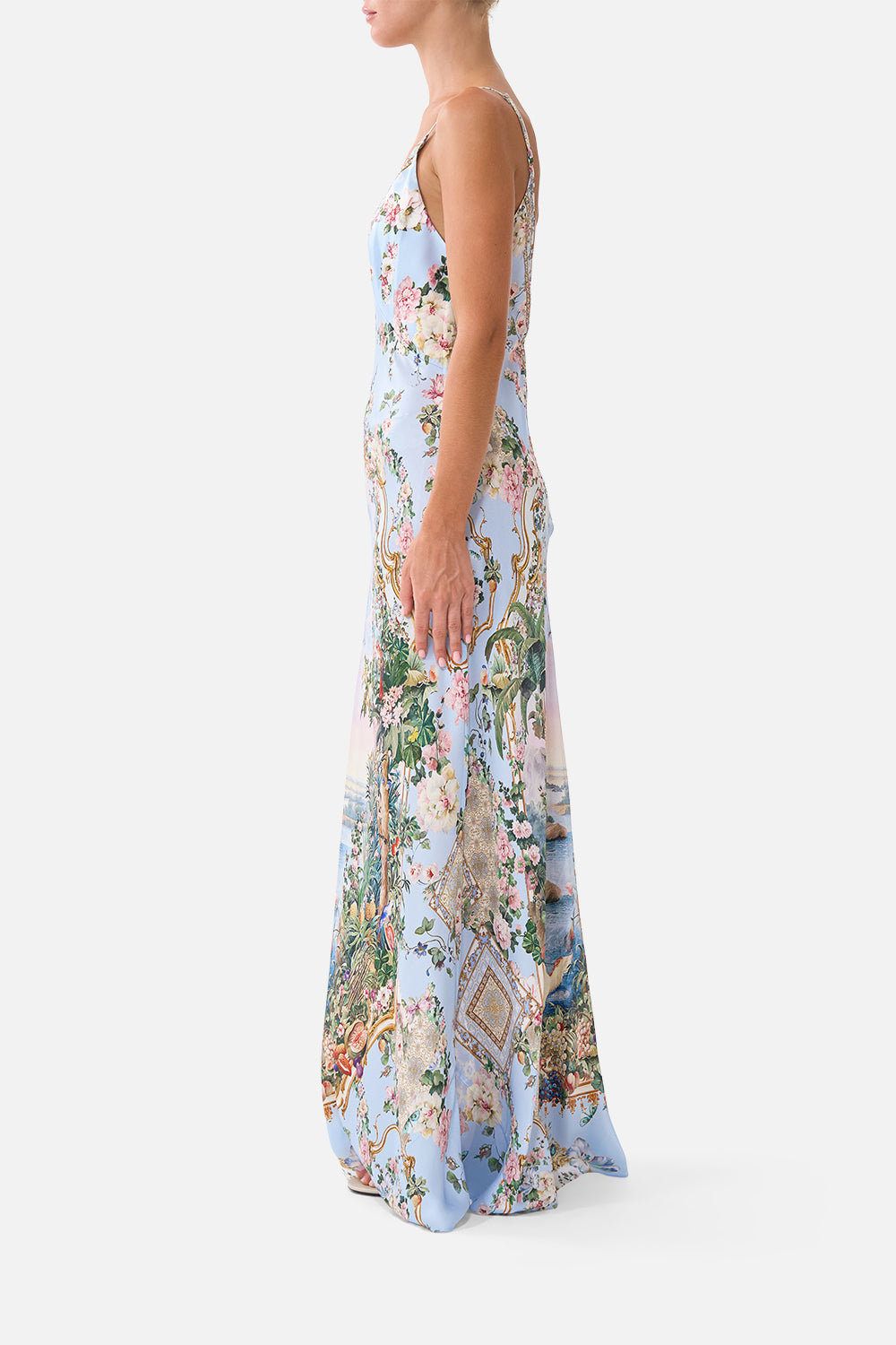 The CAMILLA V NECK FULL LENGTH BIAS SLIP DRESS SISI SOCIETY