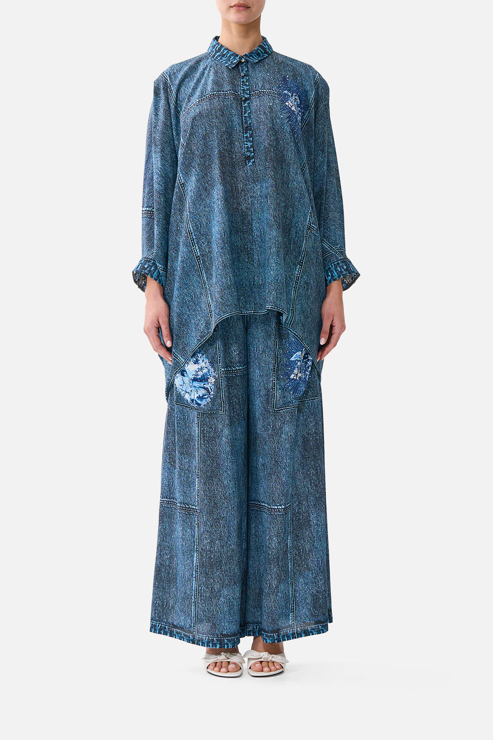 BUTTON UP TOP WITH DRAPED BACK THE PORCELAIN PARLOUR