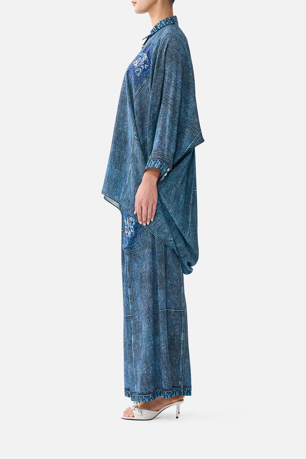 The CAMILLA BUTTON UP TOP WITH DRAPED BACK THE PORCELAIN PARLOUR