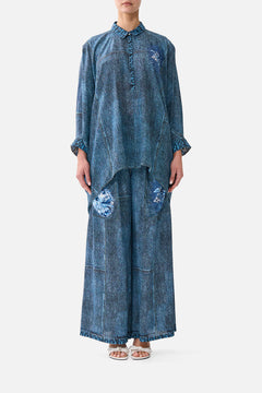 WIDE LEG TROUSER WITH FRONT POCKETS THE PORCELAIN PARLOUR