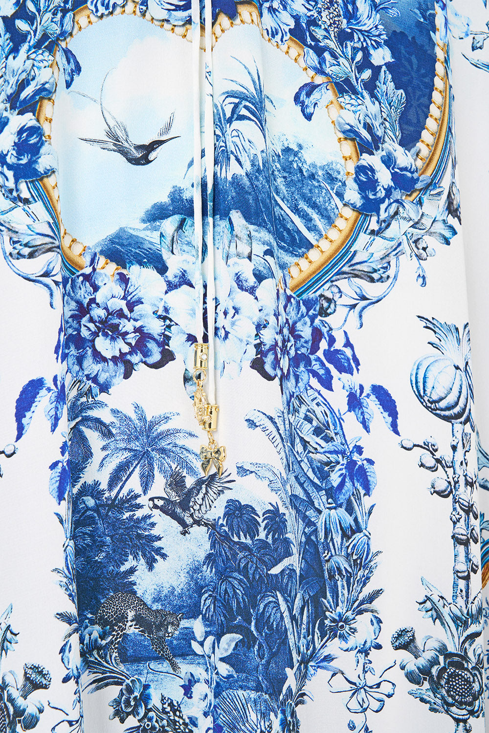 LACE UP KAFTAN WITH HEM RUFFLE THE PORCELAIN PARLOUR