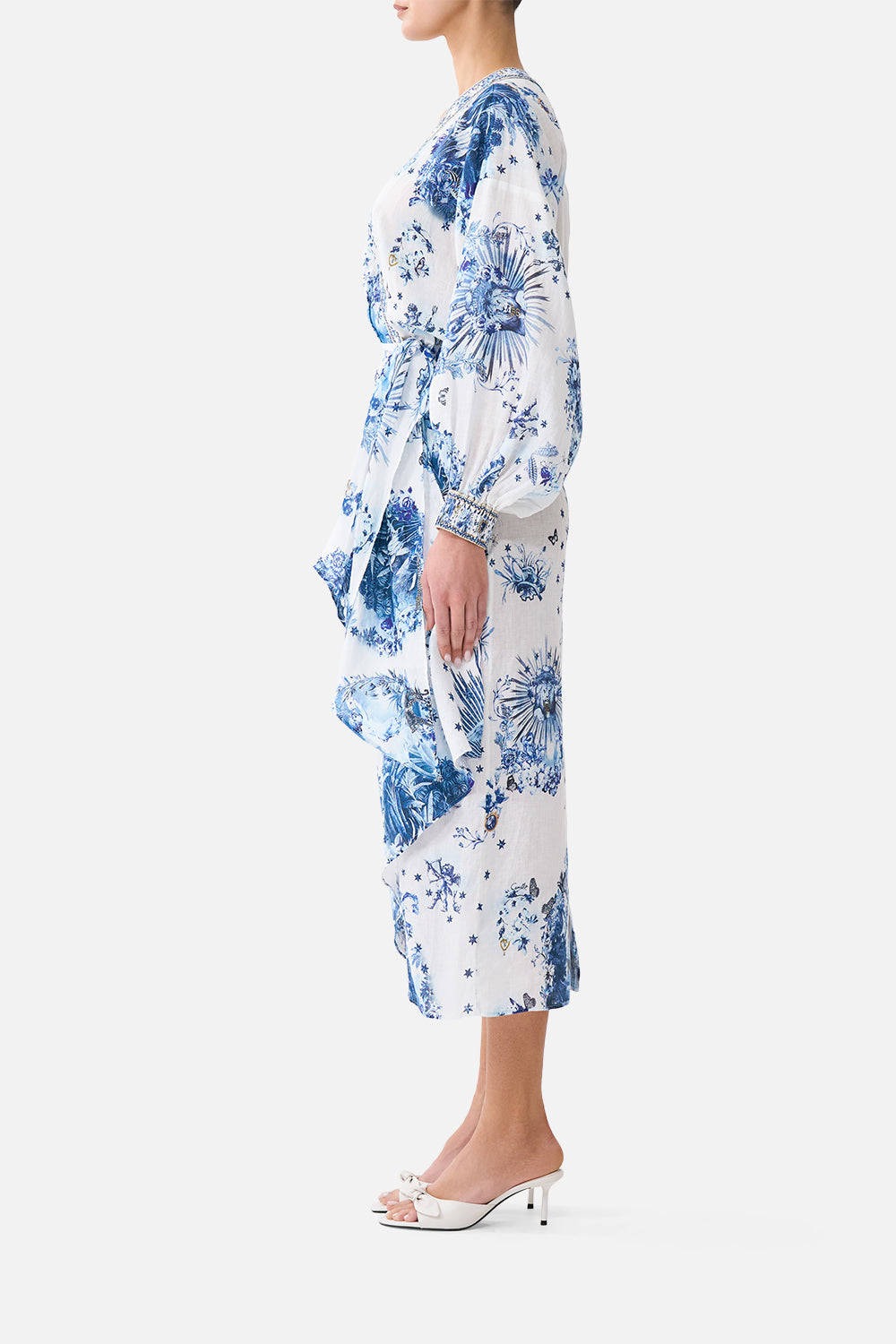 The CAMILLA WRAP MIDI DRESS THE PORCELAIN PARLOUR