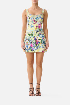 FITTED SHORT DRESS WITH TOPSTITCHING CHINOISERIE CHILD