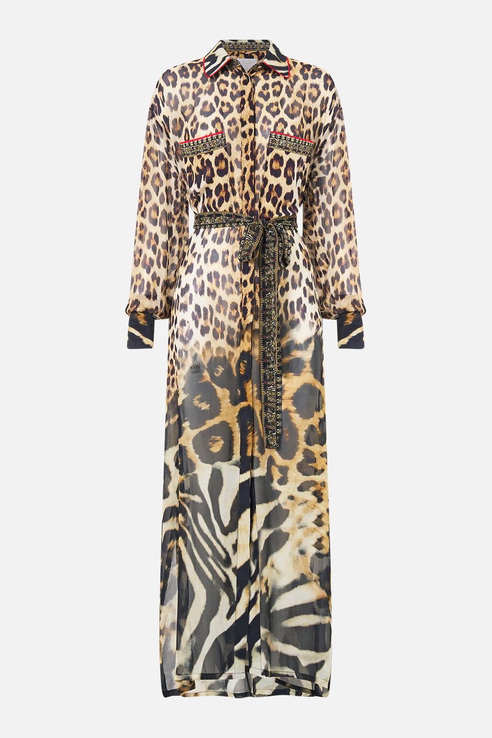 The CAMILLA BUTTON FRONT LONG DRESS LEOTIGRA LAND